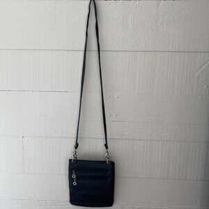 Koltov Faux Pebbled Leather Crossbody Organizer Bag Navy 9”x8”x1”